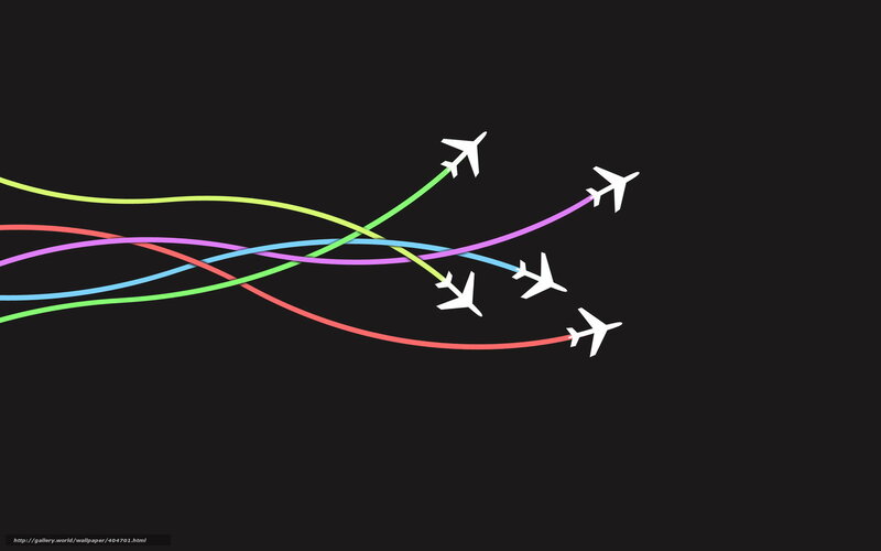 Colorful flight paths on black