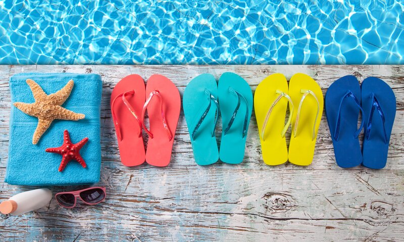 Colorful Flip Flops by Pool