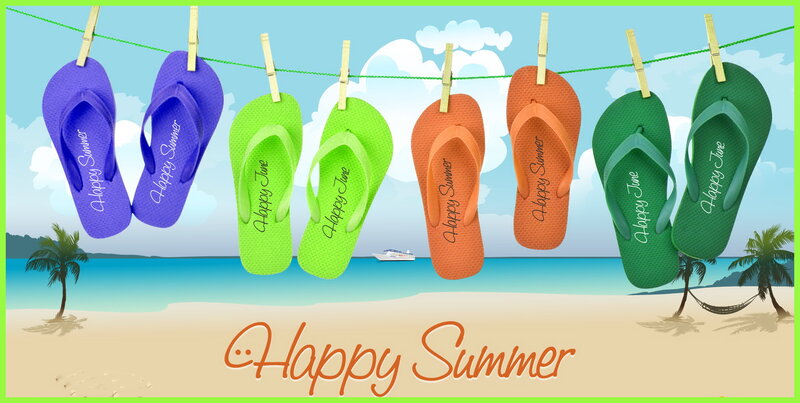Colorful Flip-flops on Beach — Blue