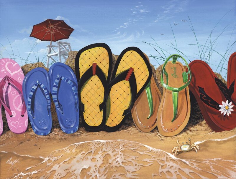 Colorful Flip-flops on Beach