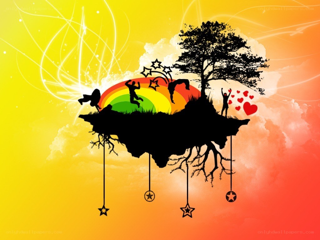 colorful floating island art