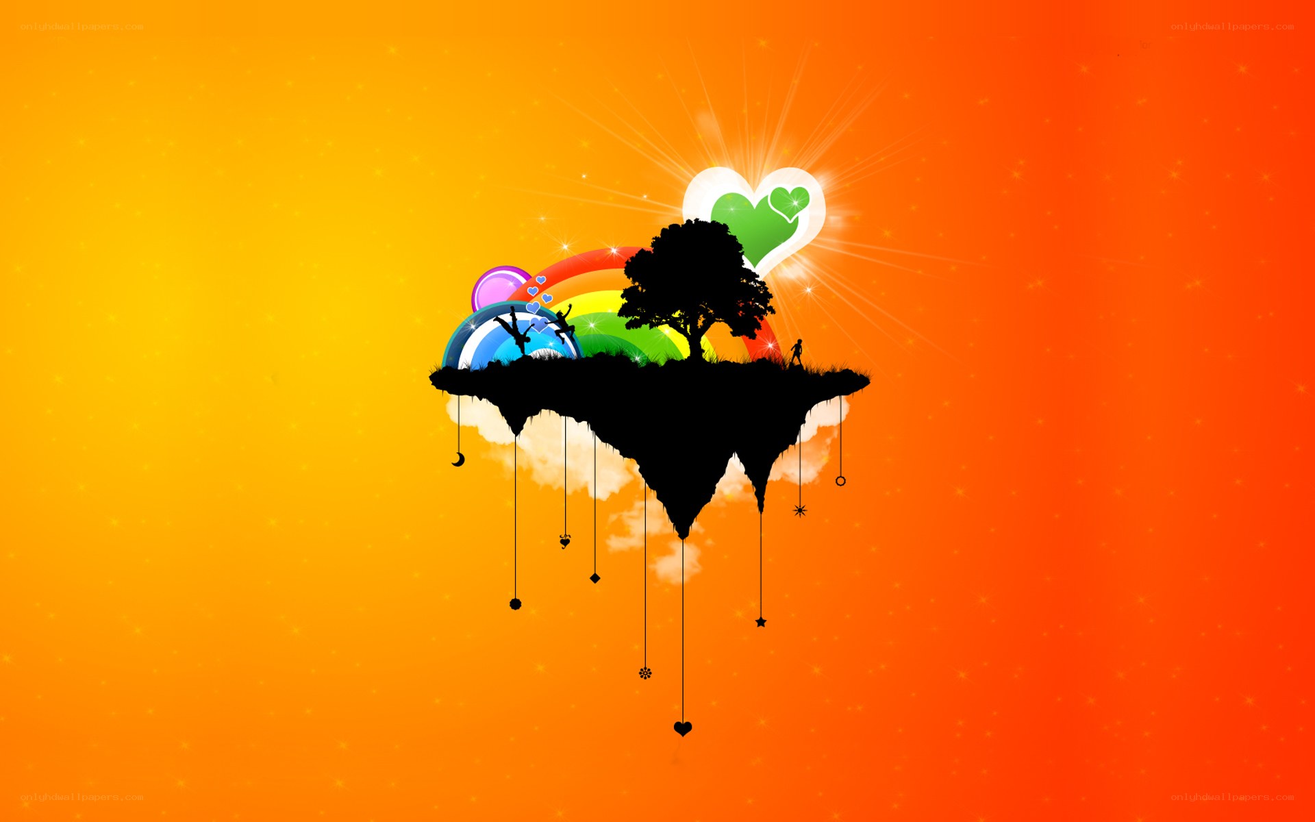 colorful floating island