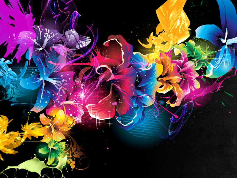 Colorful Floral Abstract — Black