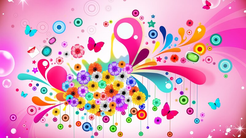 Colorful Floral Abstract — Pink