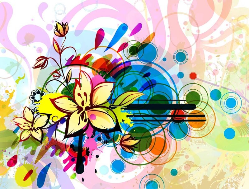 Colorful Floral Abstract — Yellow