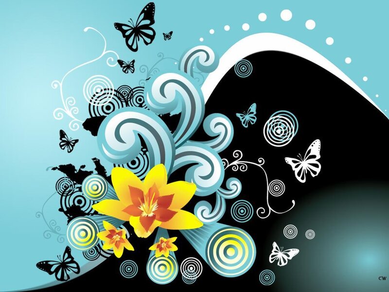 colorful floral and butterfly design