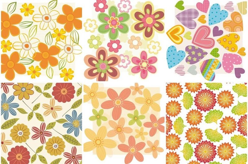 colorful floral and heart patterns