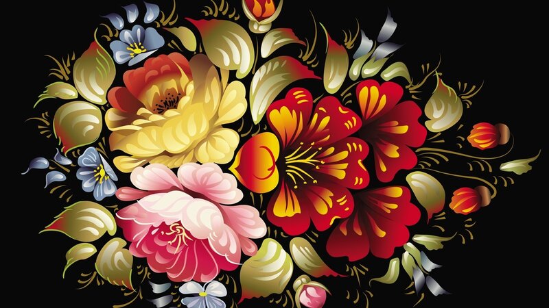 Colorful Floral Arrangement — Black