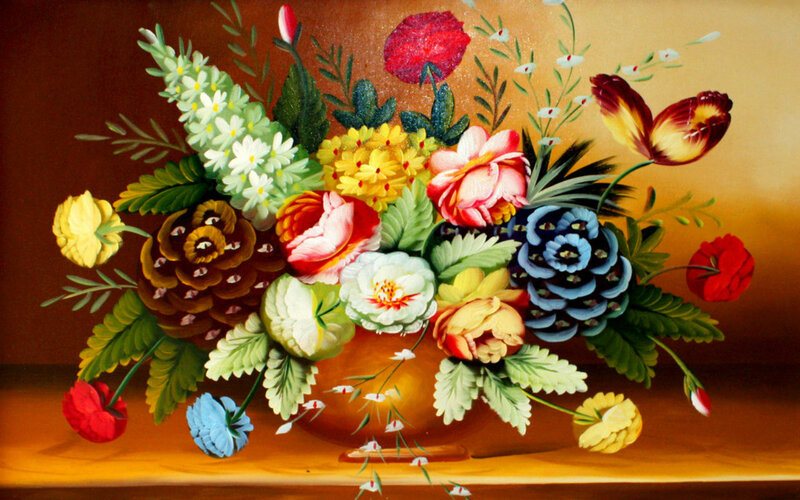 Colorful Floral Arrangement — Brown, Vibrant