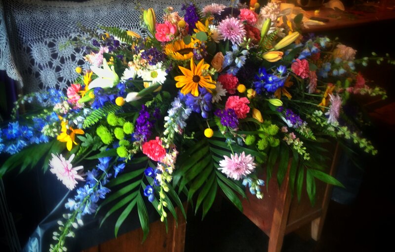Colorful Floral Arrangement — Green, Vibrant, Photograph