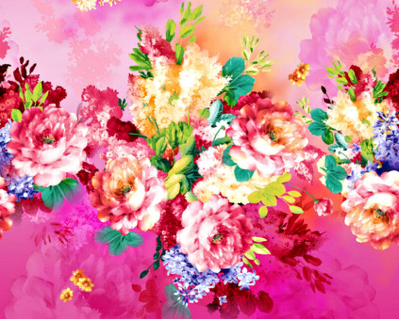 Colorful Floral Arrangement — Pink, Vibrant, Digital Art