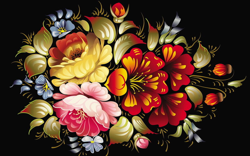 Colorful Floral Arrangement — Red, Vibrant, Vector Art