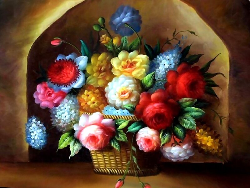 colorful floral bouquet painting