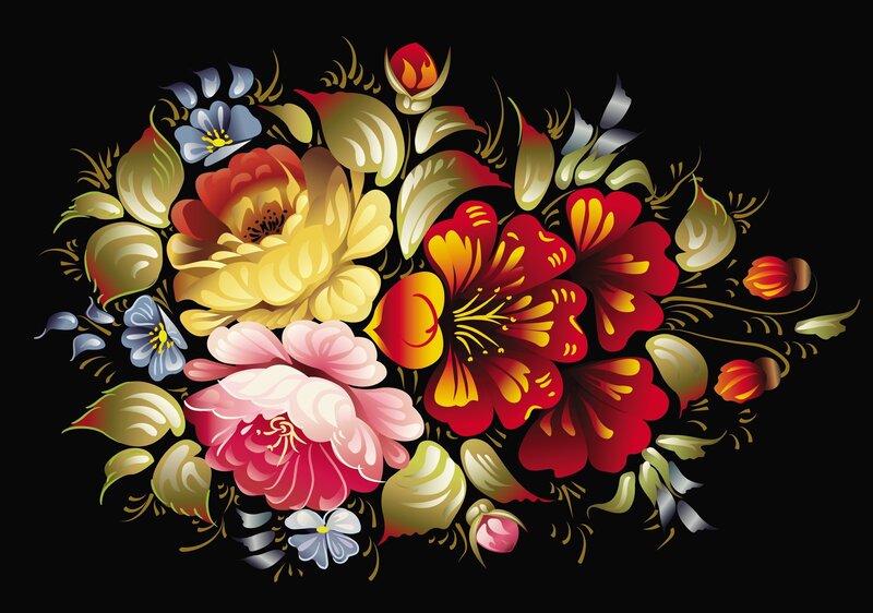 Colorful Floral Bouquet — Red