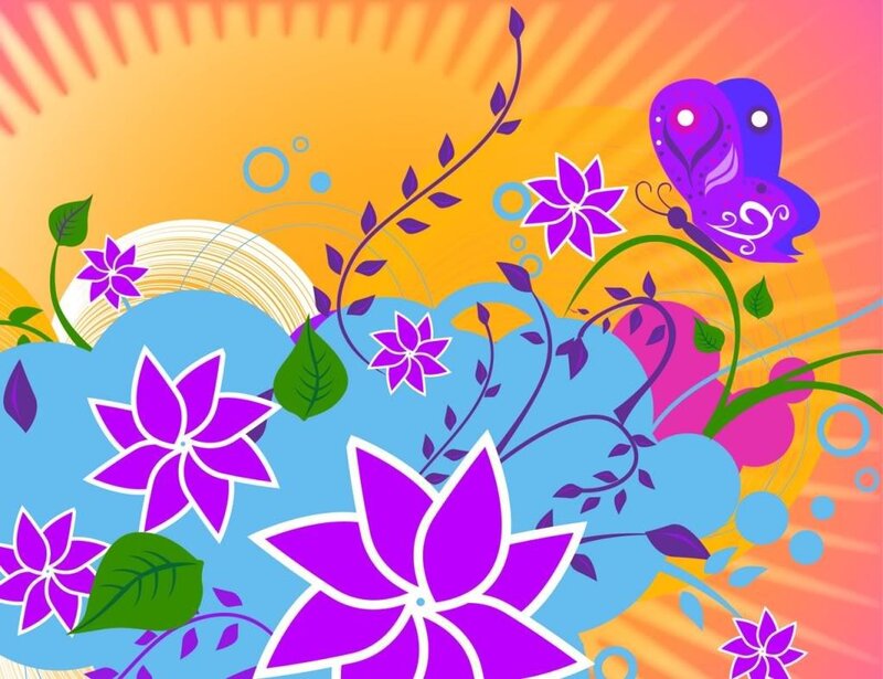 colorful floral butterfly design