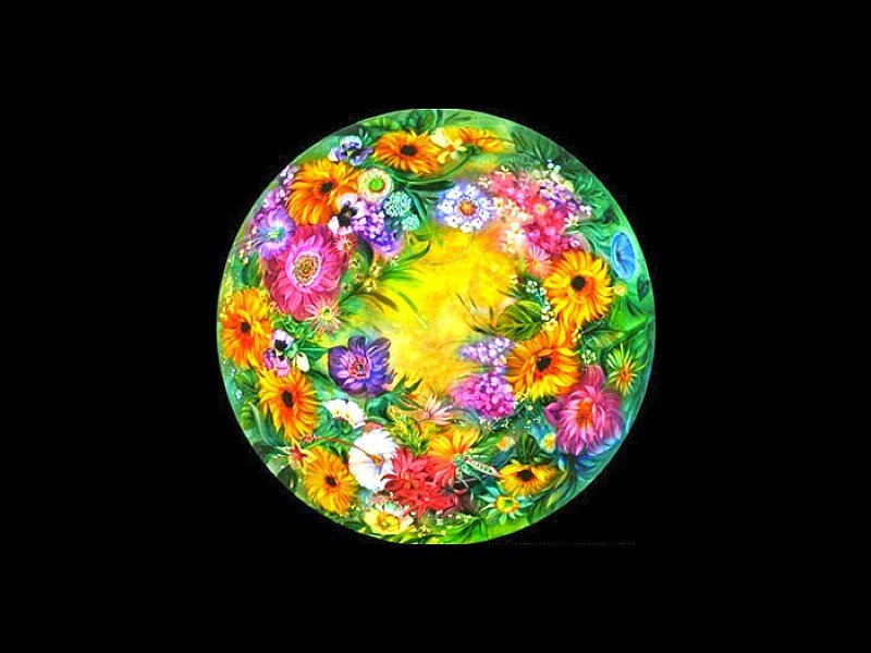 colorful floral circular artwork