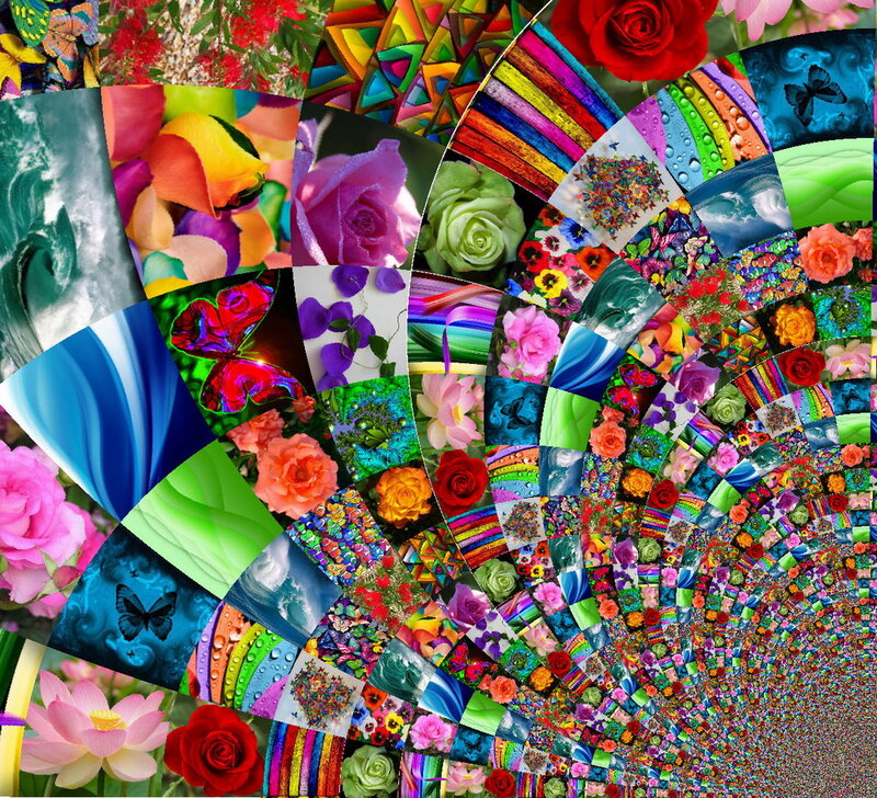 Colorful Floral Collage — Red