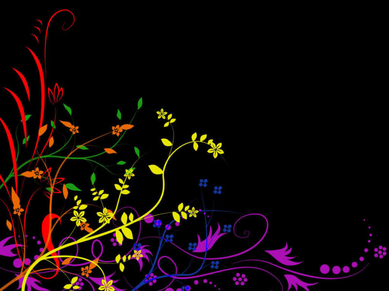 Colorful Floral Design — Black, Vibrant, Vector Art
