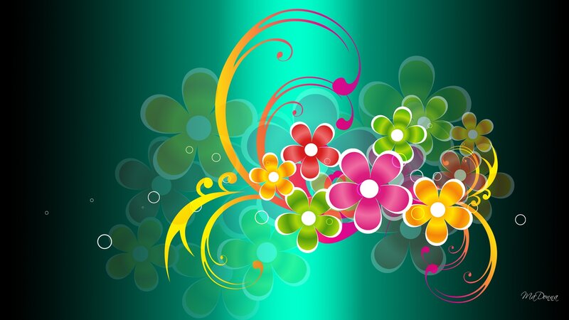 Colorful Floral Design — Green, Vibrant