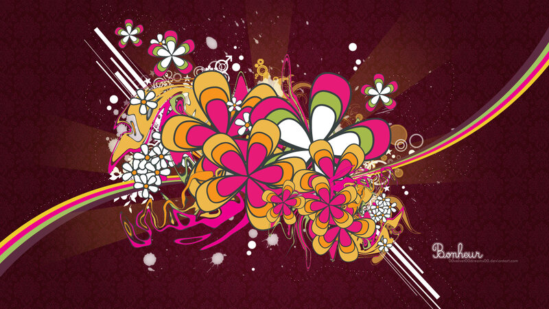 Colorful Floral Design — Maroon