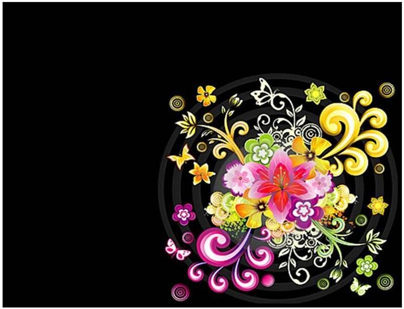 colorful floral design on black