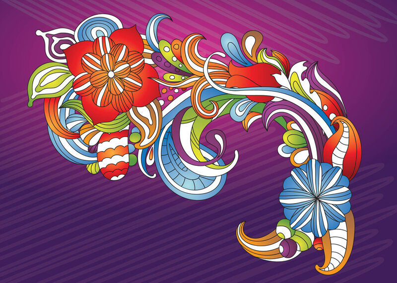 Colorful Floral Design — Purple, Vibrant