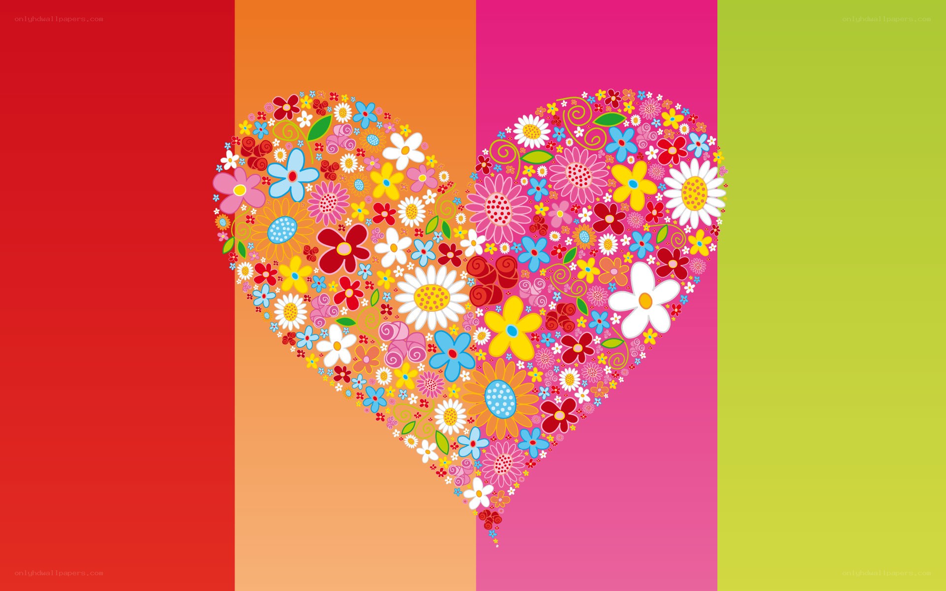 colorful floral heart design