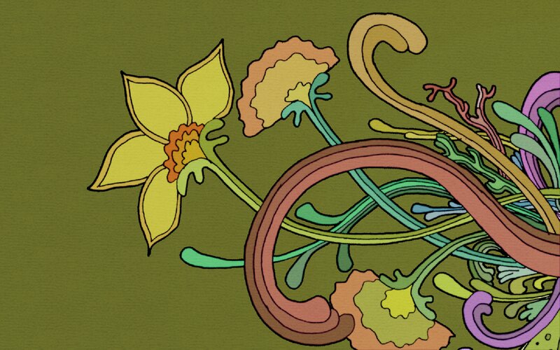 Colorful Floral Illustration — Green, Calm