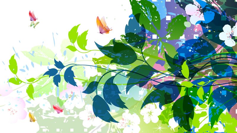 Colorful Floral Illustration — Green
