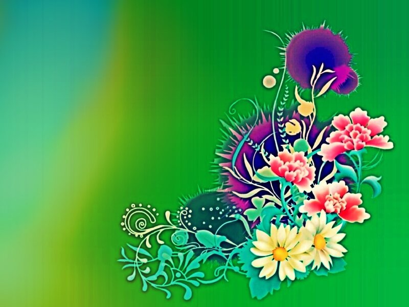 Colorful Floral Illustration — Green, Vibrant