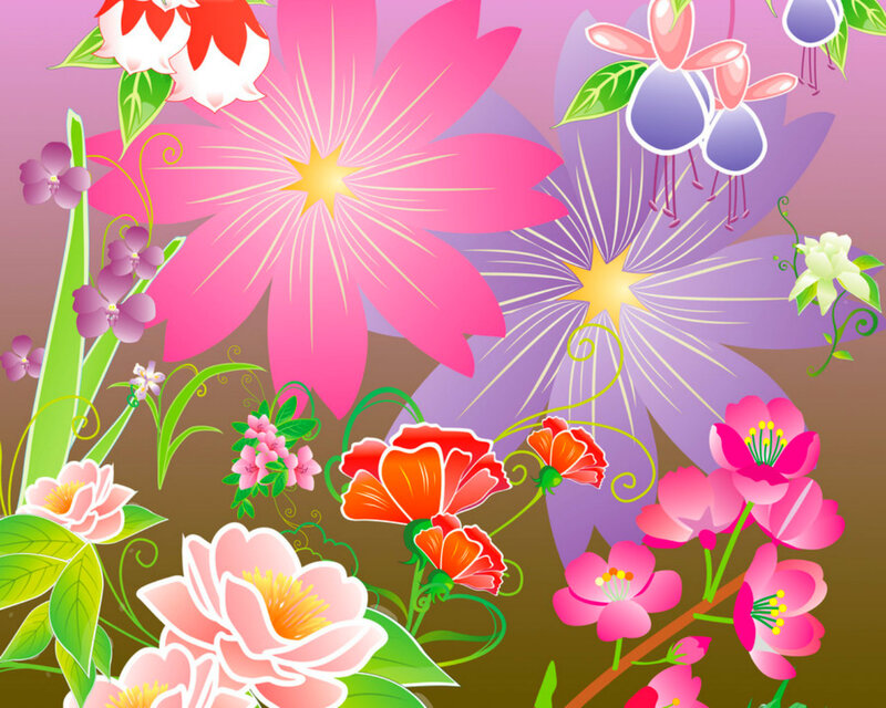 Colorful Floral Illustration — Pink, Cheerful