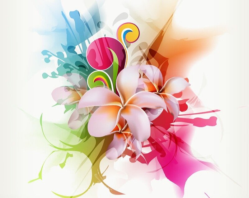 Colorful Floral Illustration — Pink