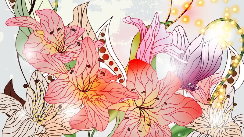 Colorful Floral Illustration — Pink, Vibrant