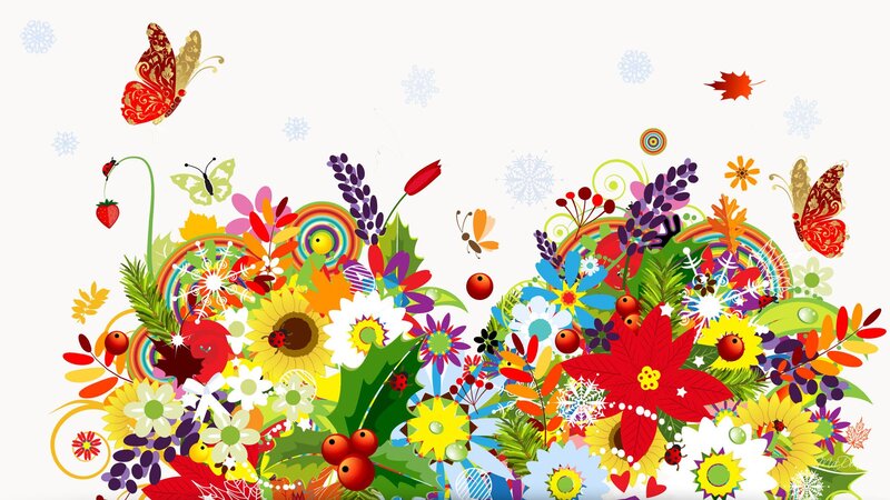Colorful Floral Illustration — Red