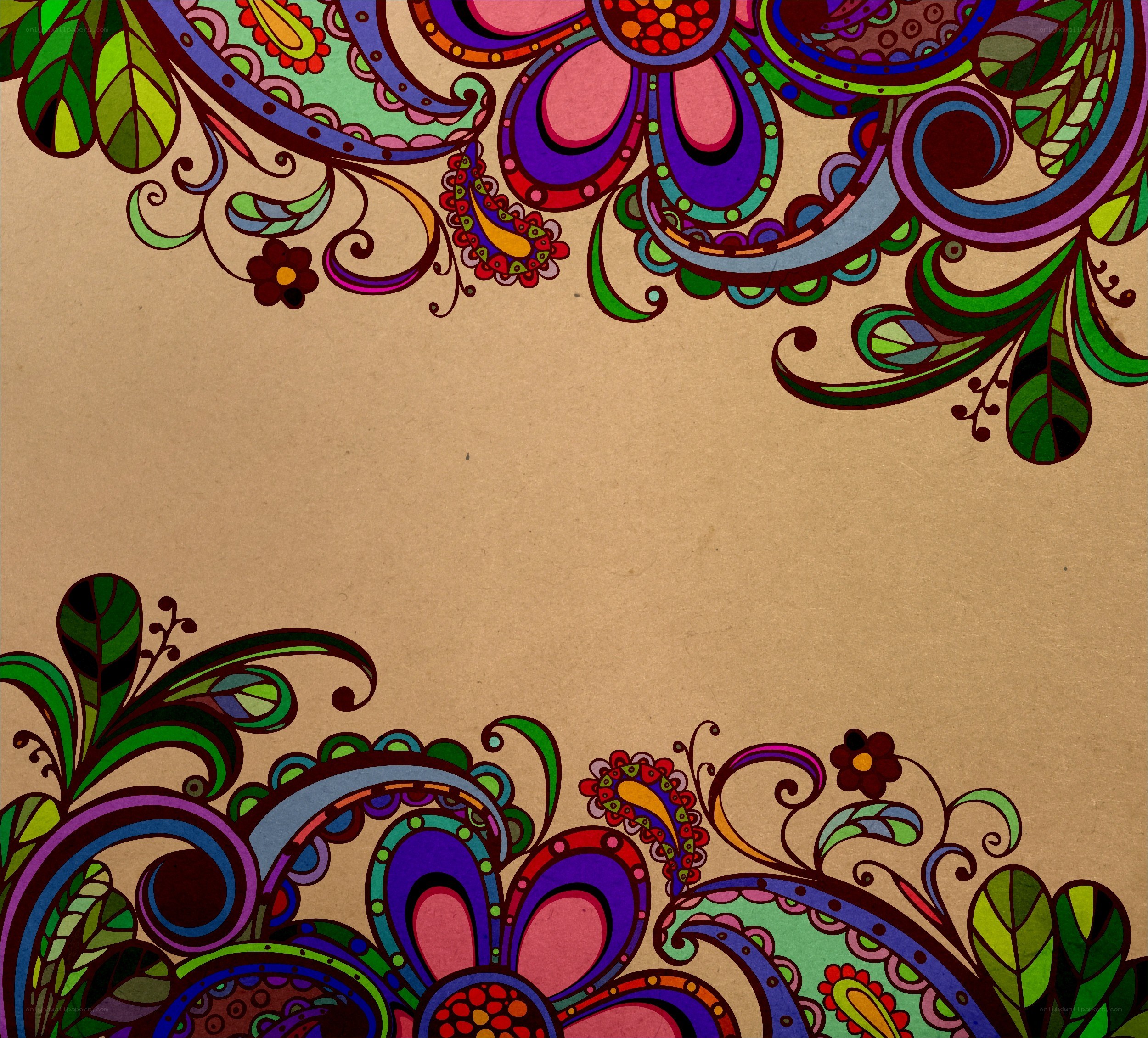 colorful floral paisley border