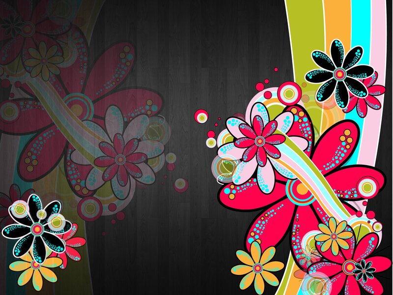 Colorful Floral Pattern — Black
