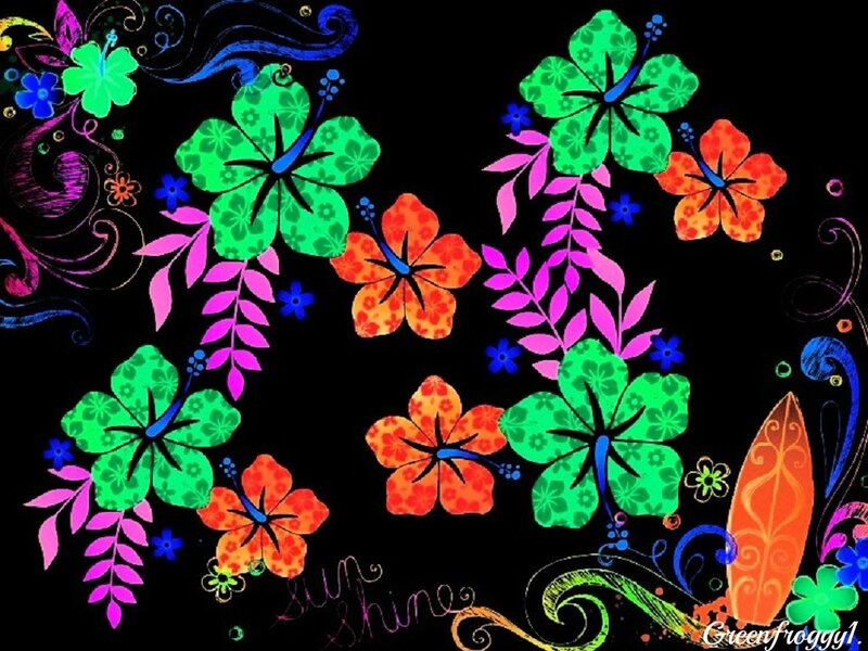 Colorful Floral Pattern — Black, Vibrant, Digital Art, Flowers