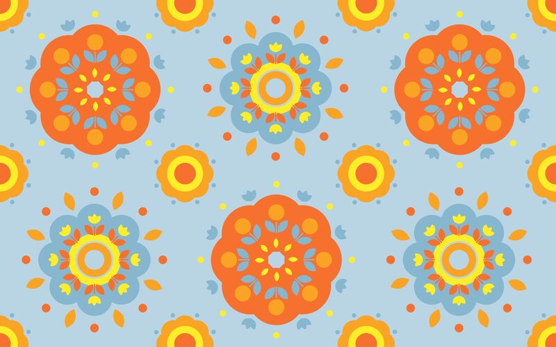Colorful Floral Pattern — Blue, Playful
