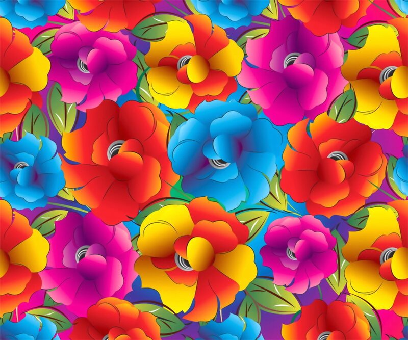 Colorful Floral Pattern — Blue, Vibrant