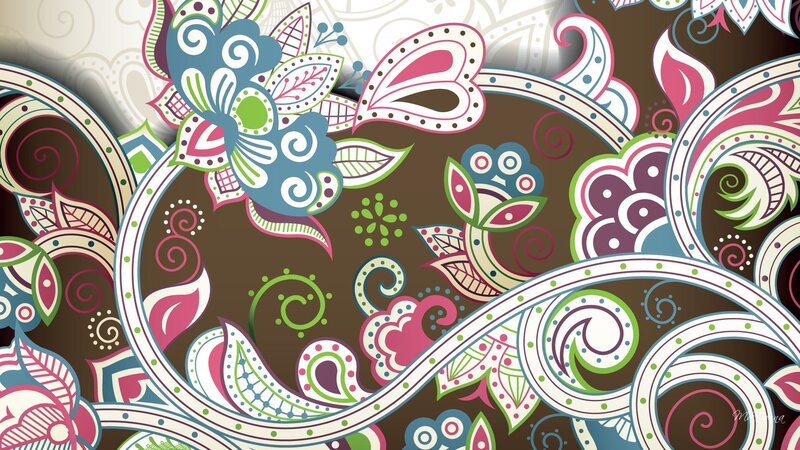 Colorful Floral Pattern — Brown