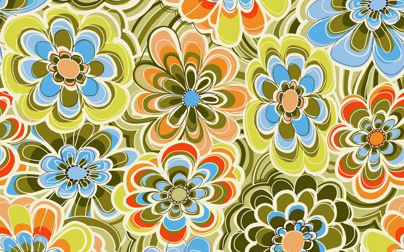 Colorful Floral Pattern — Green, Vibrant, Vector Art, Flowers, Circles