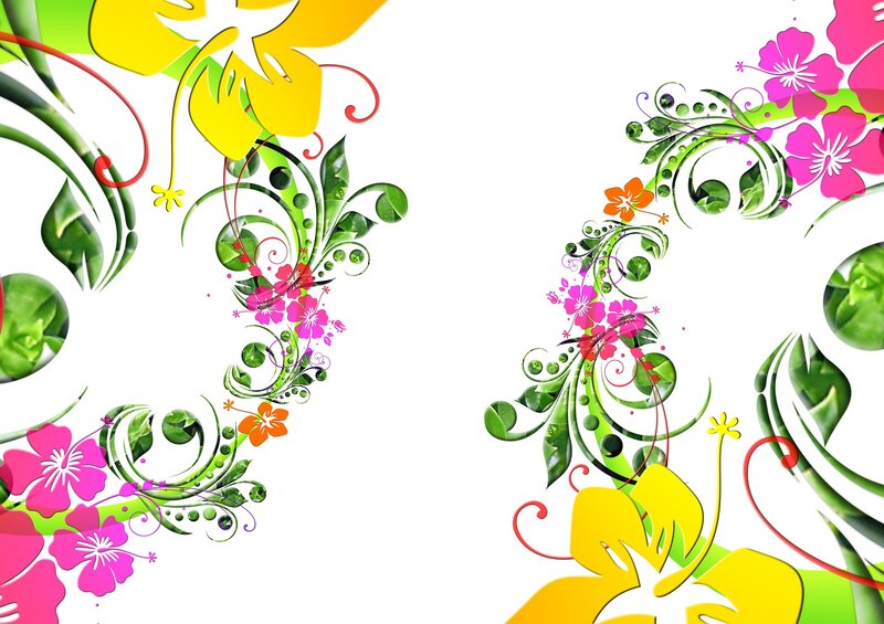 Colorful Floral Pattern — Green, Vibrant, Vector Art, Flowers