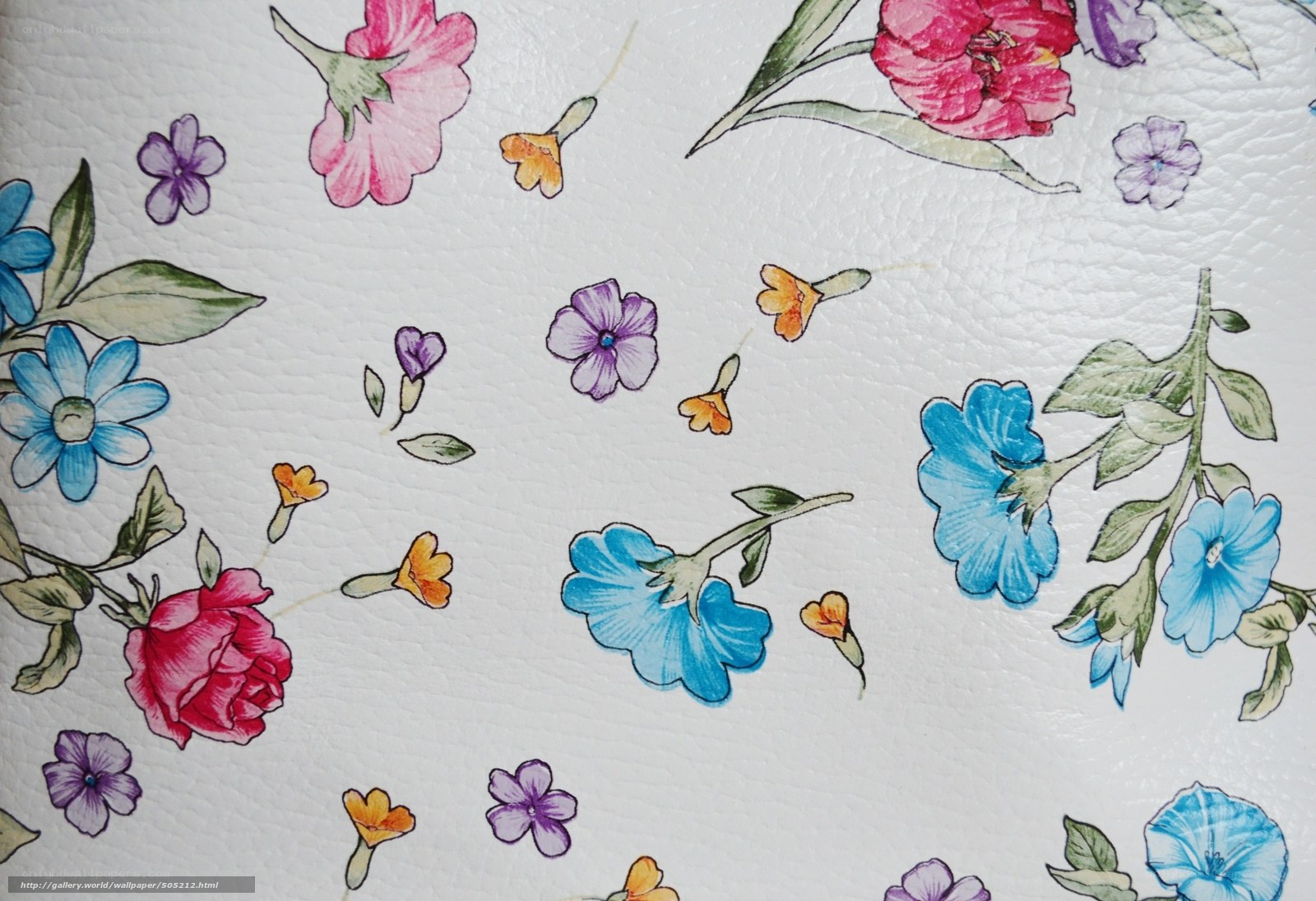 colorful floral pattern on white leather