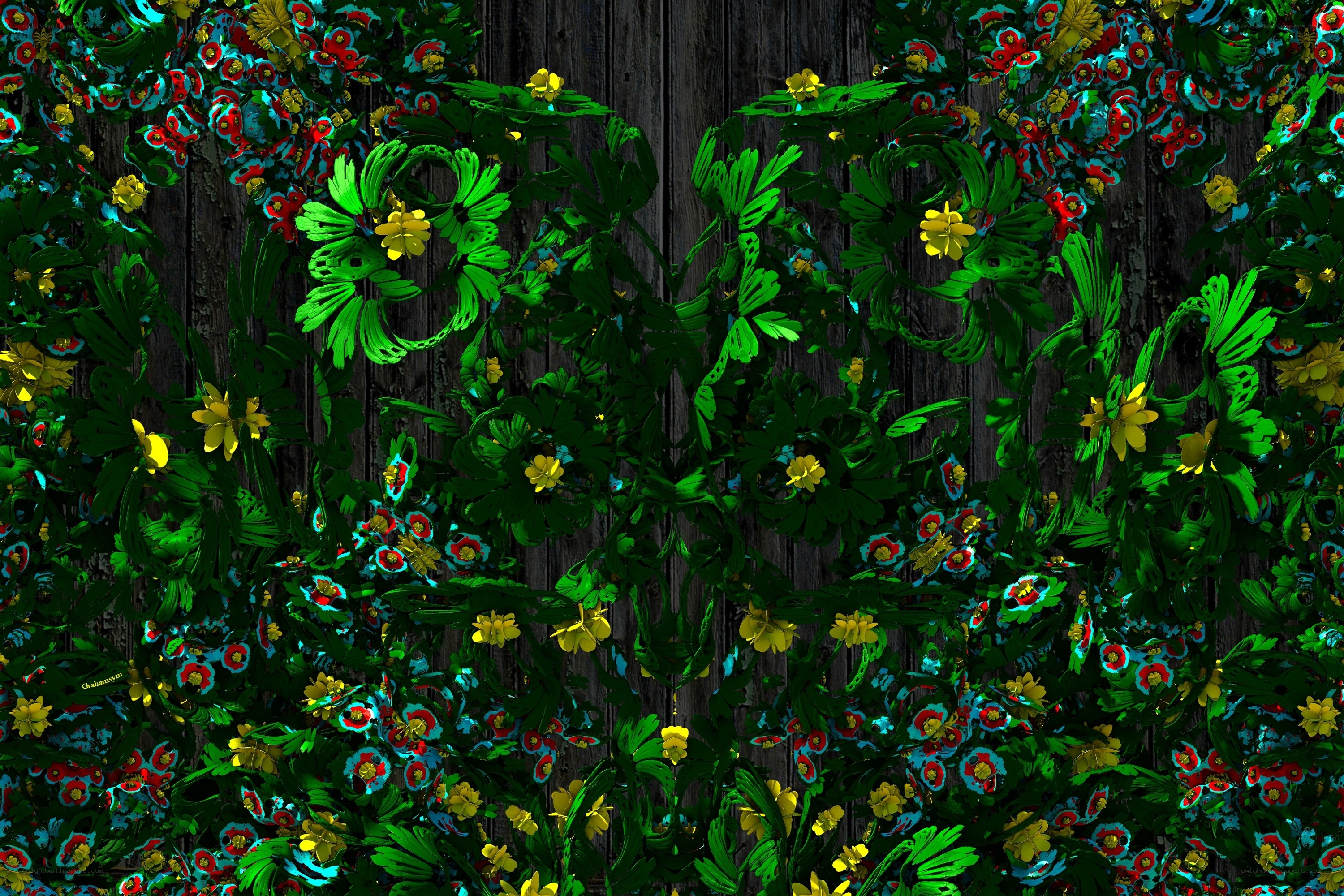 colorful floral pattern on wood