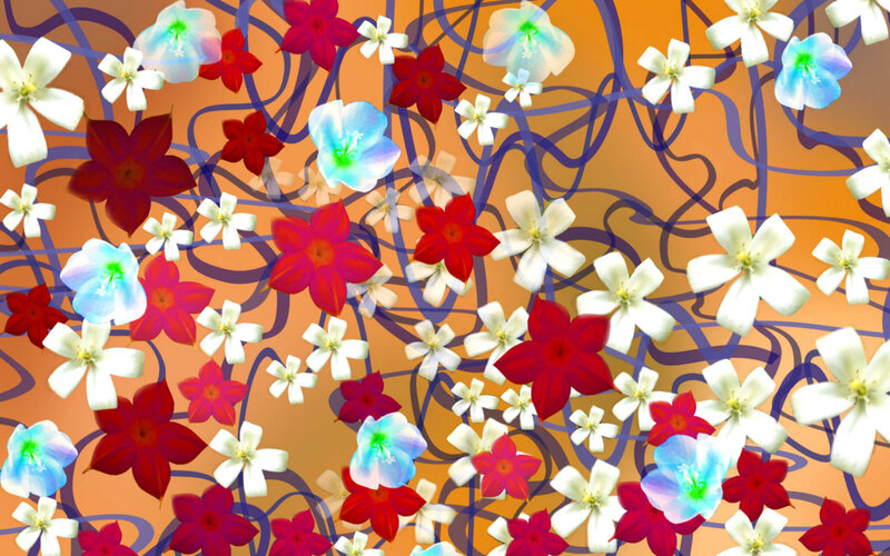 Colorful Floral Pattern — Orange, Vibrant, Digital Art
