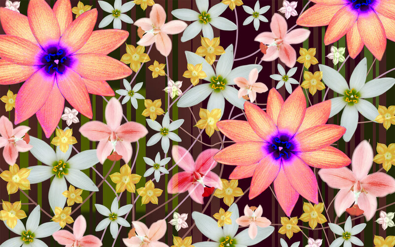 Colorful Floral Pattern — Orange, Vibrant