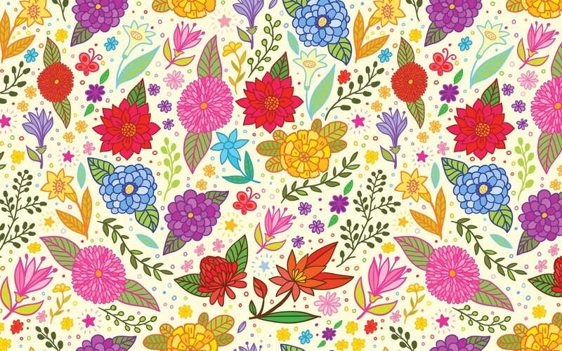 Colorful Floral Pattern — Pink, Cheerful, Illustration, Flowers