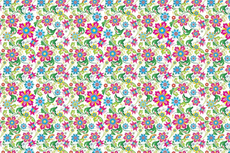 Colorful Floral Pattern — Pink, Cheerful, Vector Art