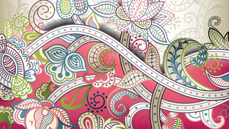 Colorful Floral Pattern — Pink, Ornate