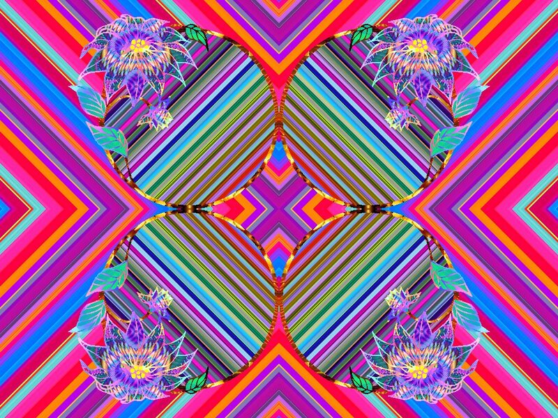 Colorful Floral Pattern — Pink, Vibrant, Digital Art, Flowers, Leaves